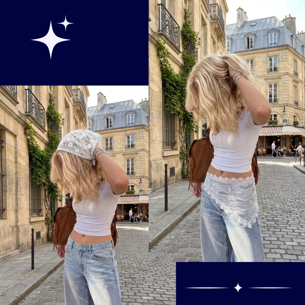 bandana dentelle pour les cheveux et la taille